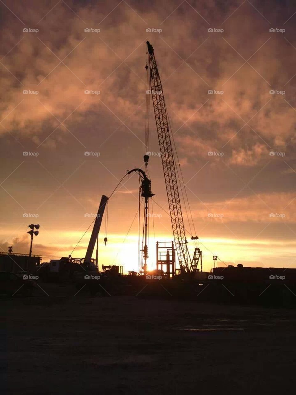 oil field at sun set