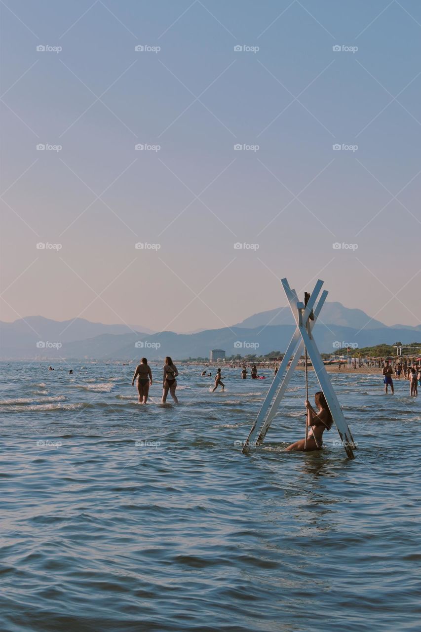 having fun at the sea