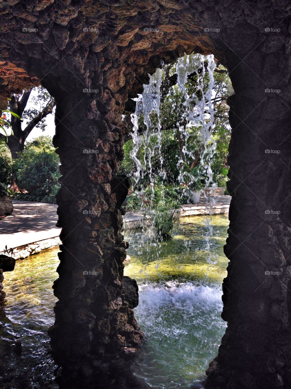 Through the waterfall. Looking through a waterfall