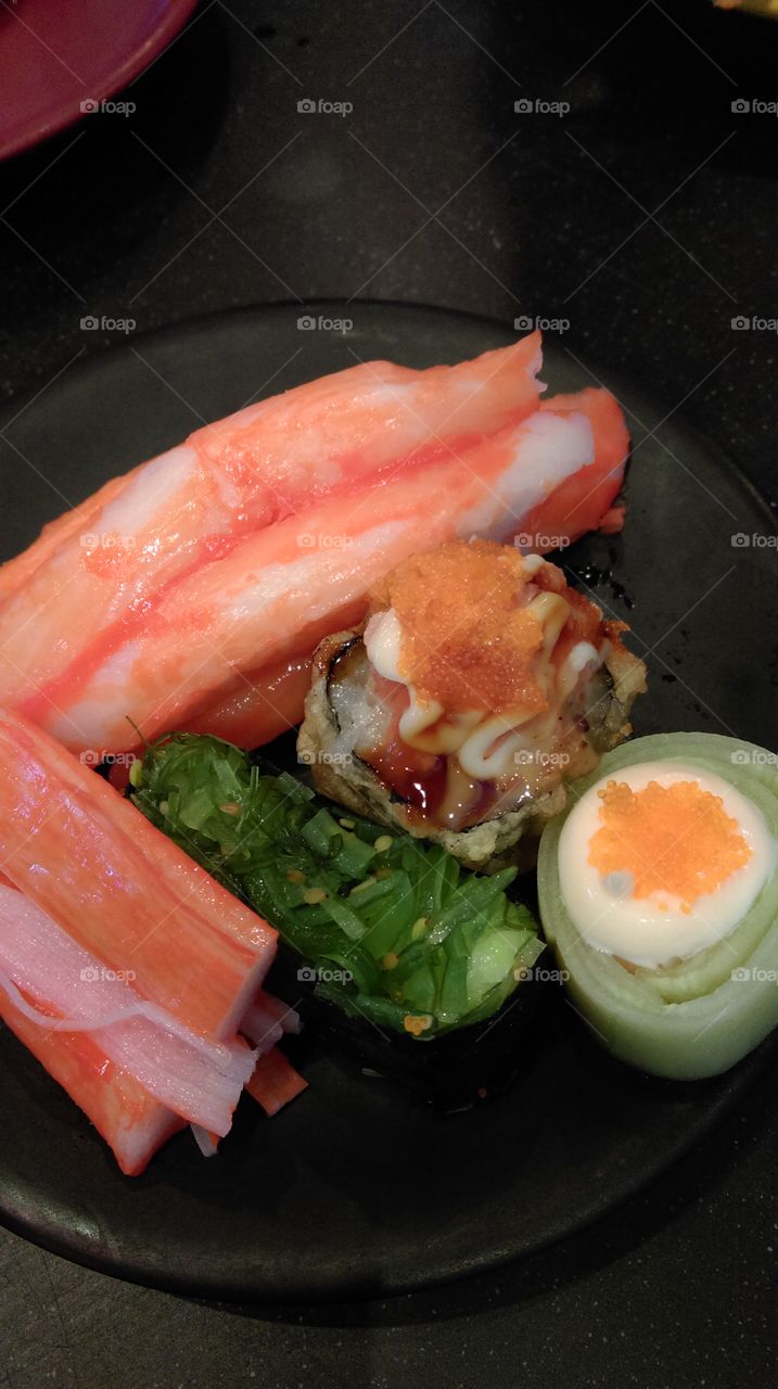 crab stick with sushi,Japanese food