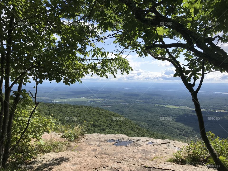 Catskills view of Hudson Valley from mountaintop