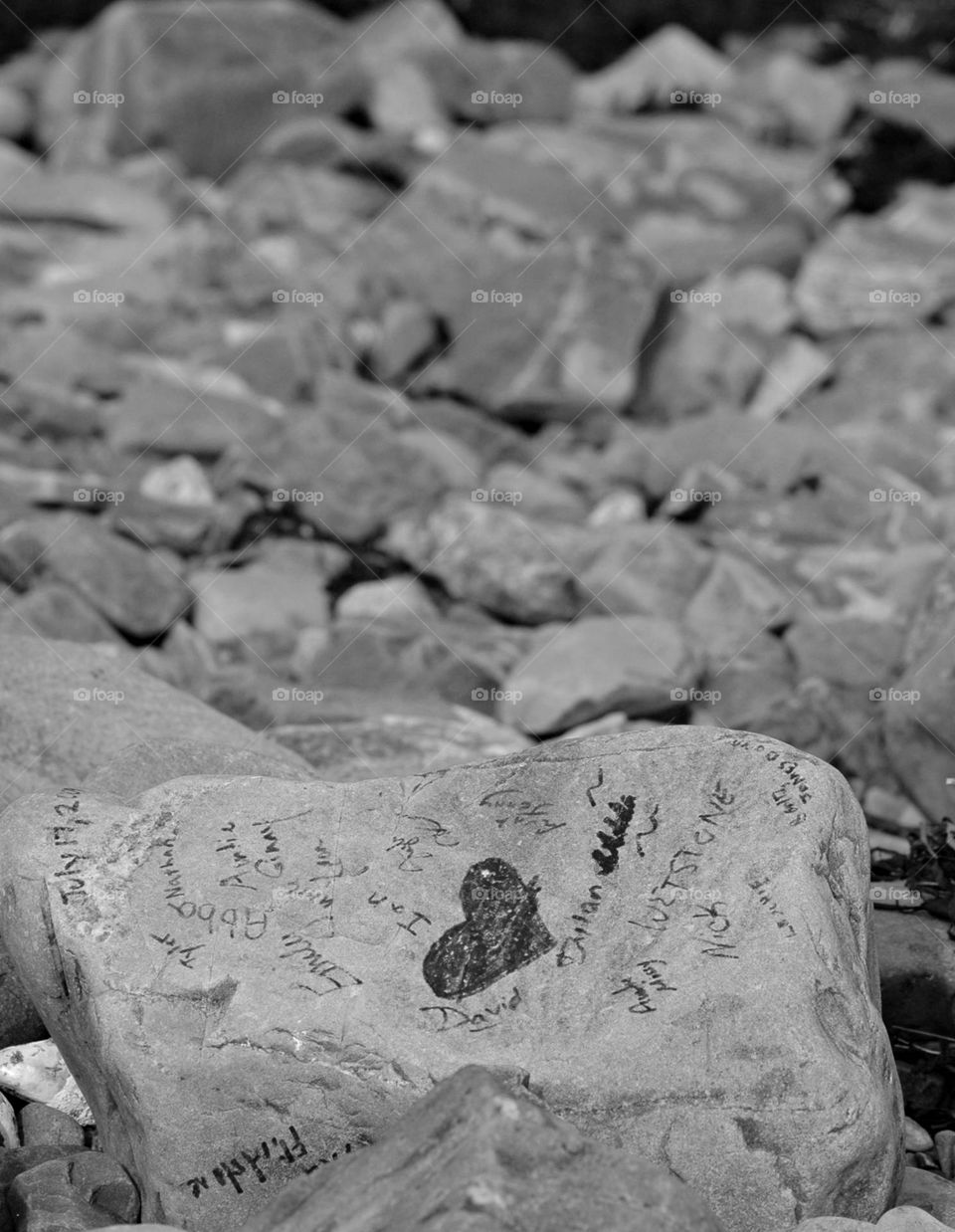 Petroglyphs - A Love Rock Art find around the Atlantic Ocean - I found and photographed a rock where people have inscribed names and symbols on the surface 