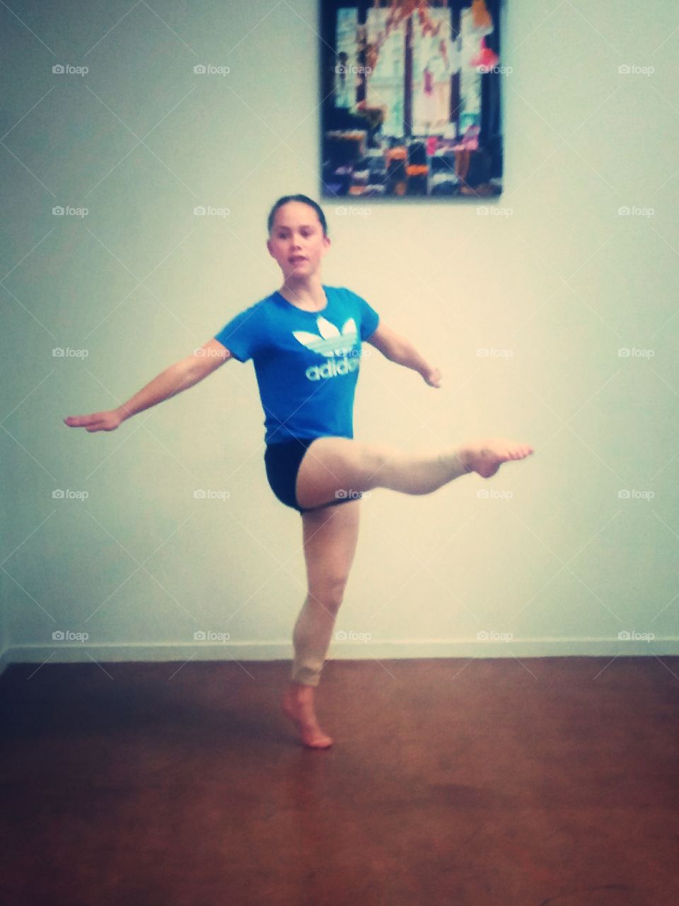 Beautiful women dancer practicing ballet at home