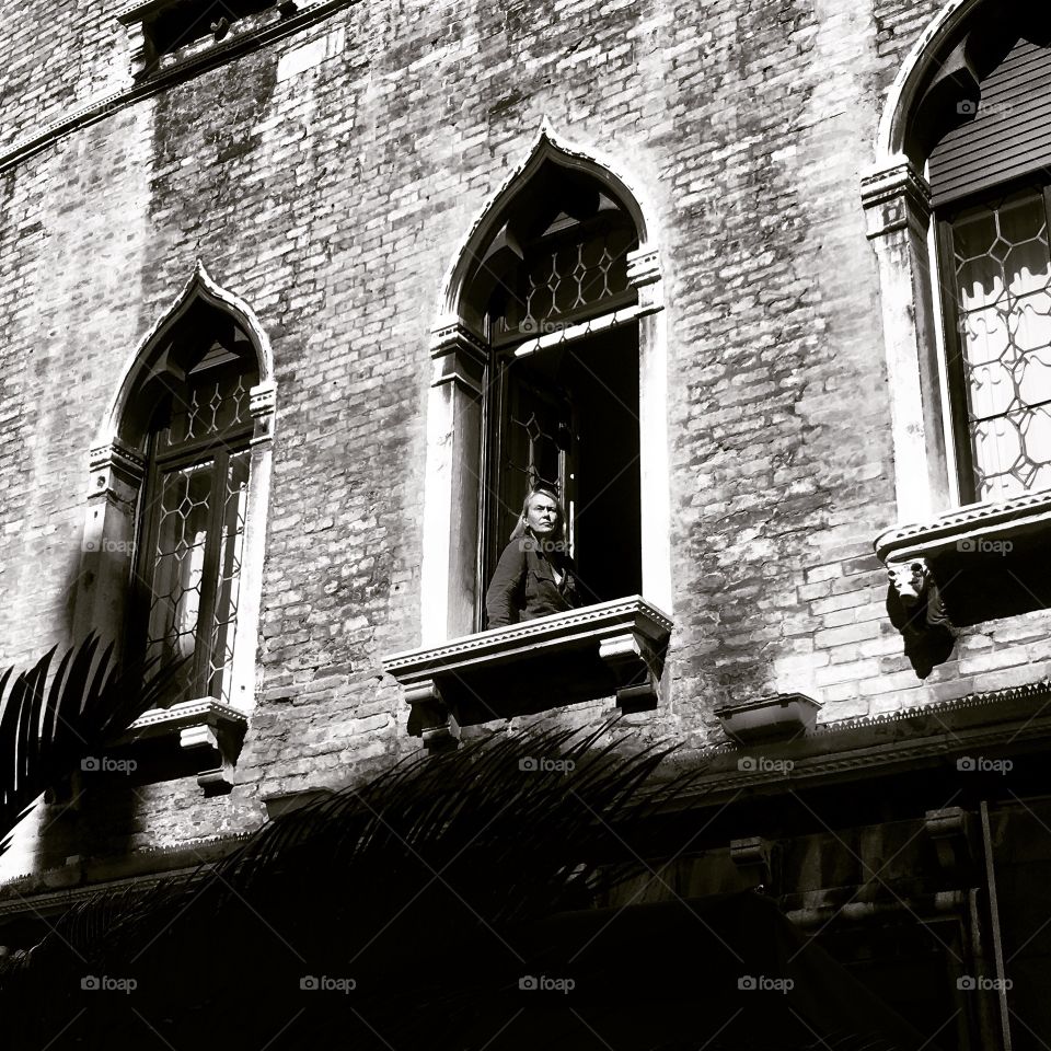 Black and white, old architecture Venice 