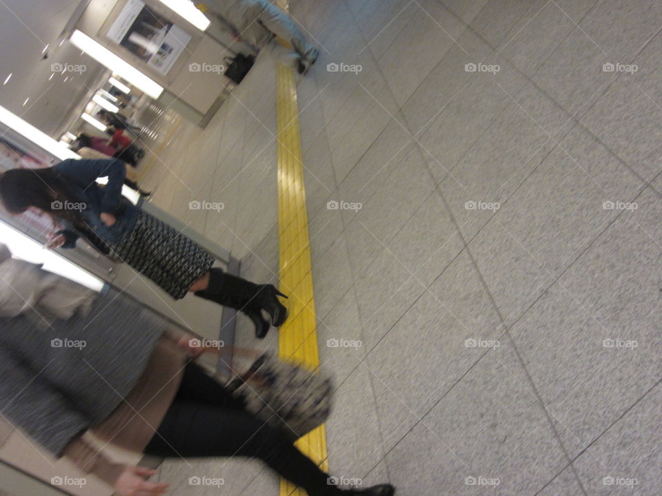 Fashionable Japanese Woman in Tokyo Subway.  Transportation in Japan.