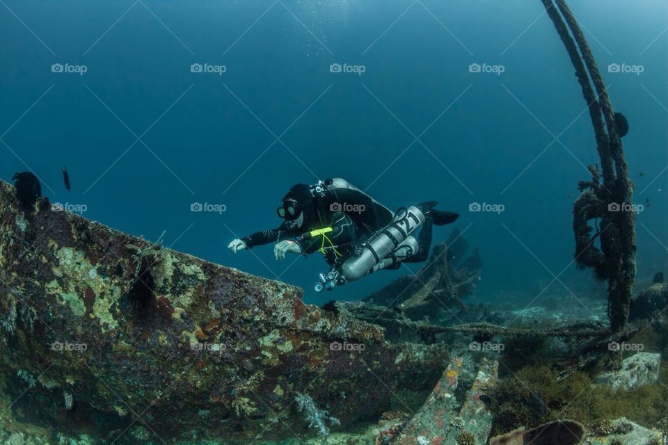 Diver on a shipwreck