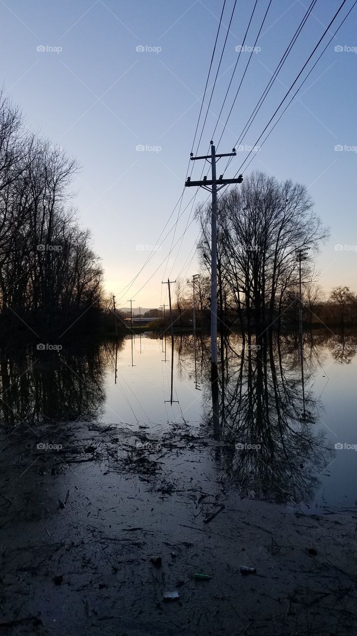 sunset water on fields