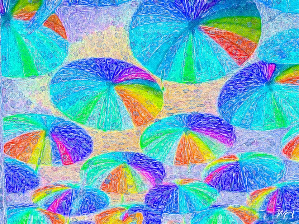 Multicolored umbrella painting