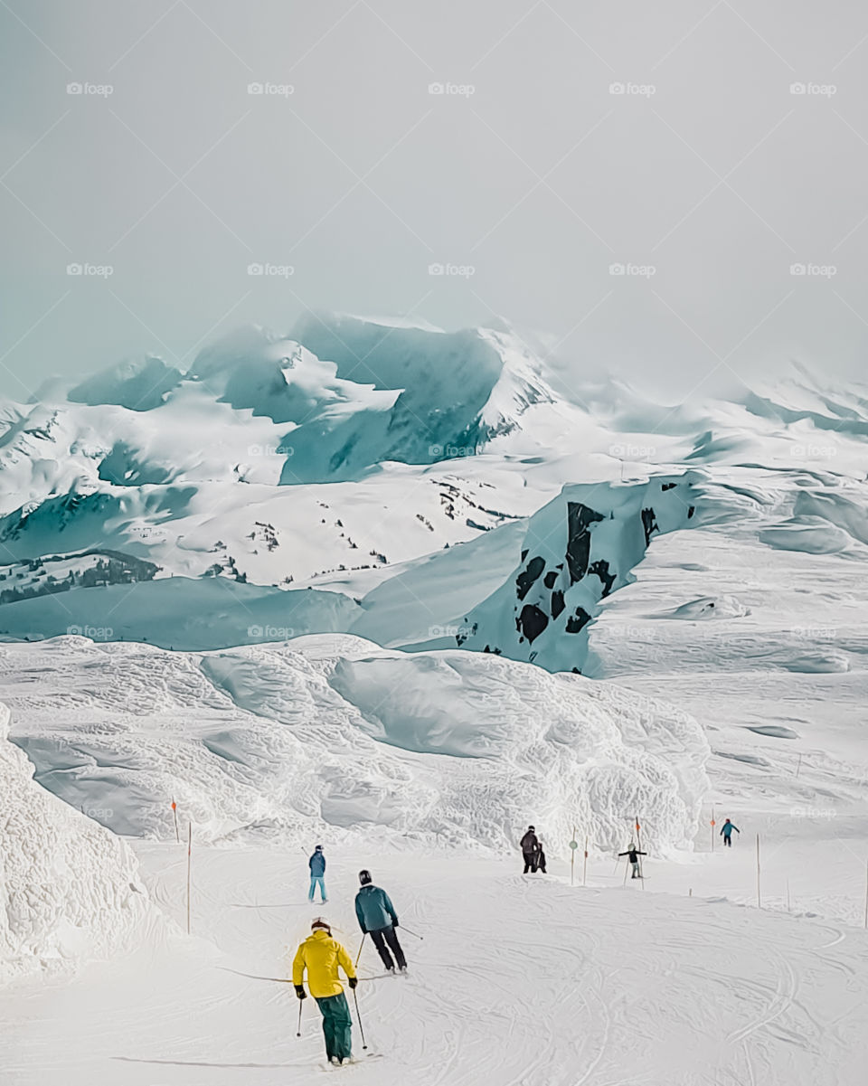 Yellow jacket & mountain view
