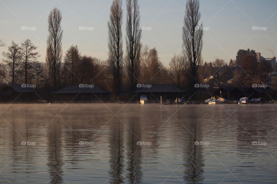 Scenic view of lake during sunrise