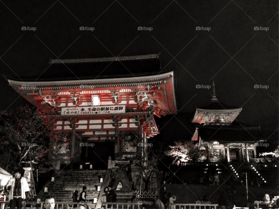 Red temple by night 