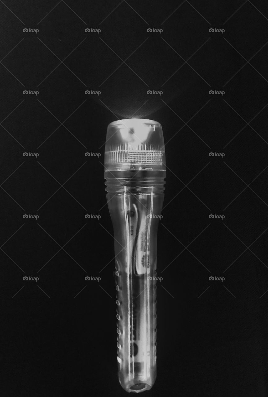 flashlight. black and white.