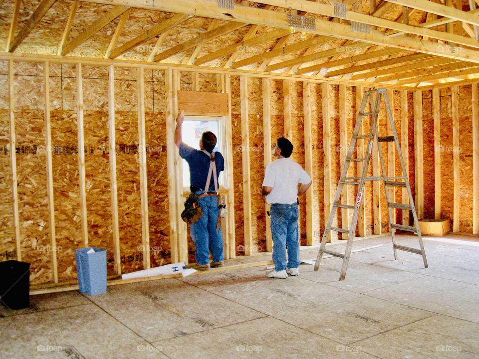 Gorgeous view of new house under construction makes for a fun shot full of rectangles! 