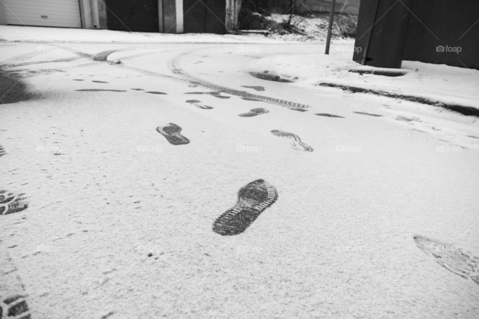 Footprints in the snow. Slovakia