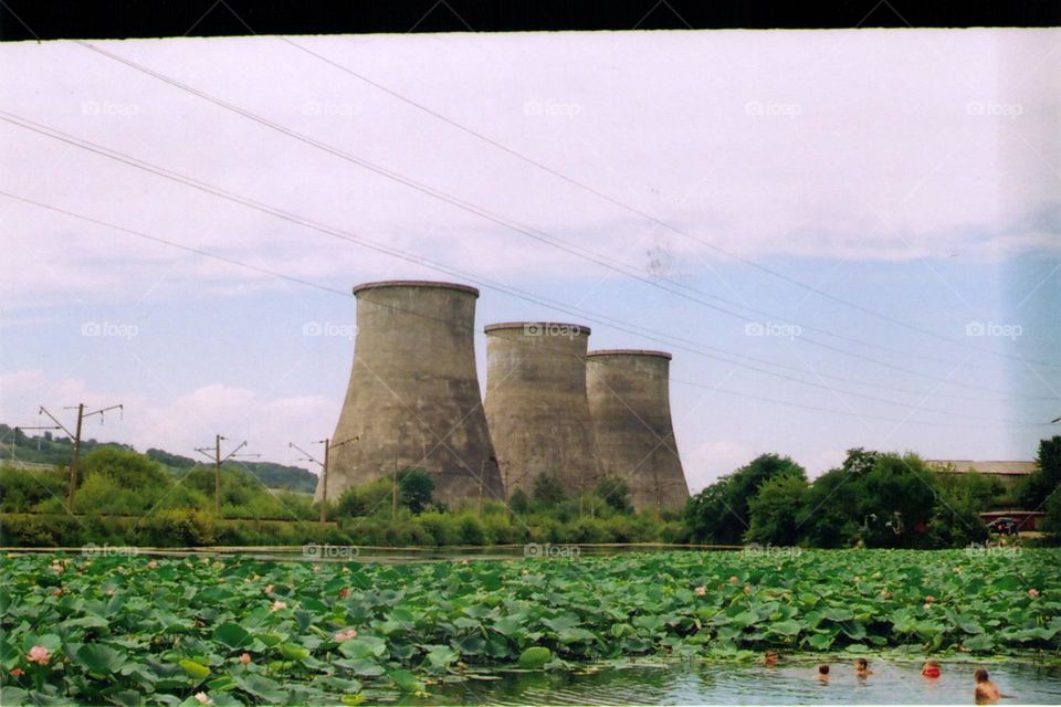 hydroelectric power station,  lotus lake, nature, architecture, analog camera