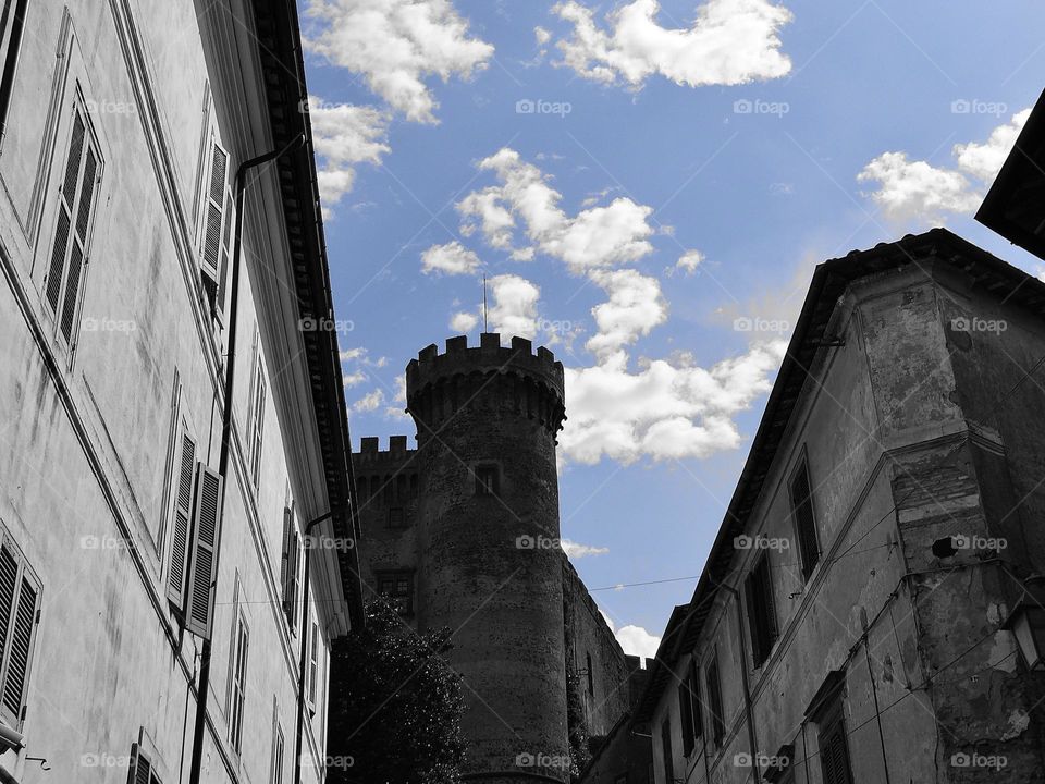 Beautiful cloud position blue sky over Castello Orsini-Odescalchi  castle in Bracciano, Lazio, Italy