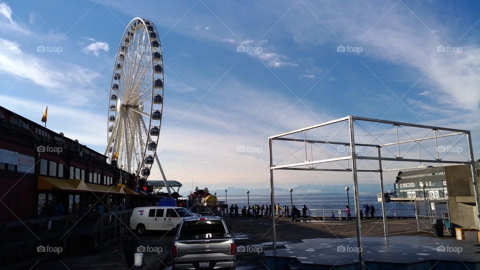 Seattle's big wheel and big sky.