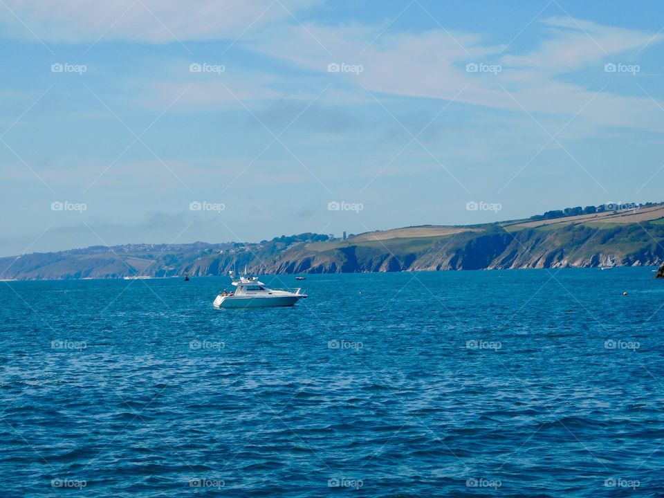 English channel, off the Devon coast on a hot august day