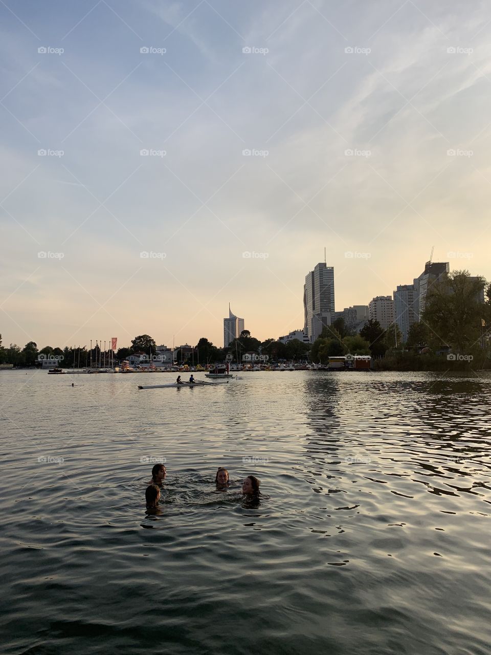 Swimming in the river during the hot summer