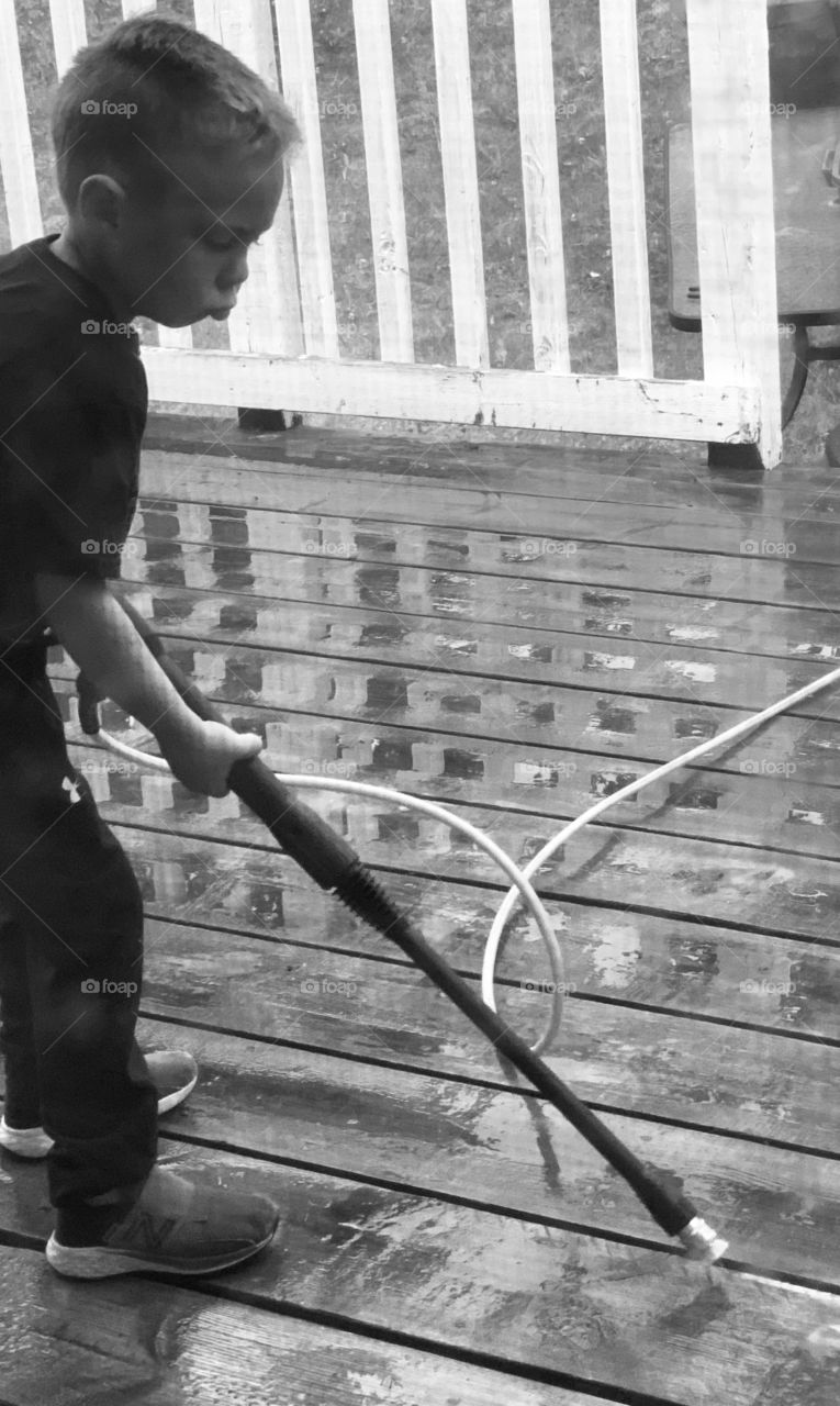 Washing the deck 