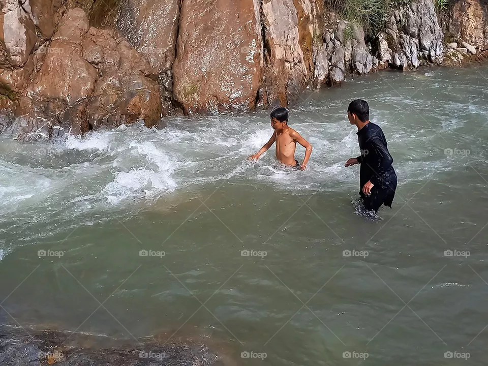 in summer swimming
