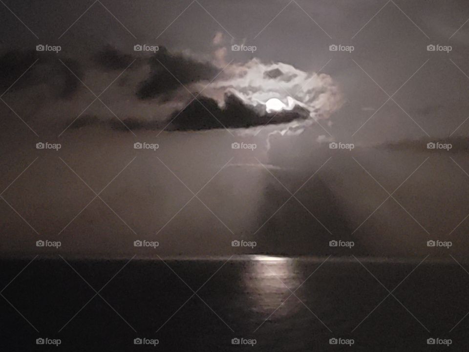 Full moon and ocean
