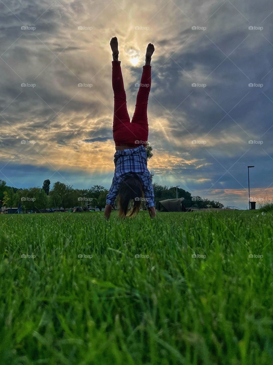 Handstand at sunset