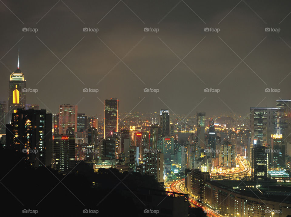 night view hongkong nightime by poorguy2