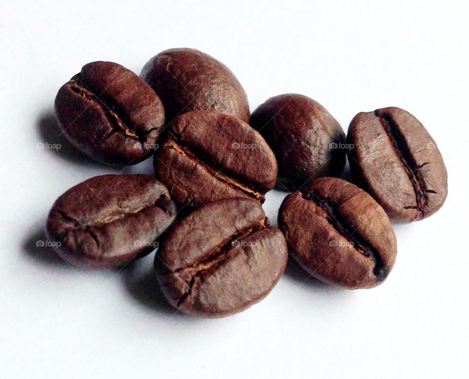 Coffebeans on white