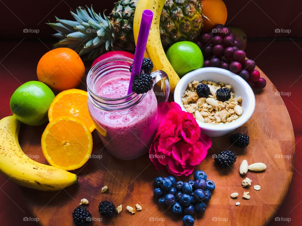 Fruit smoothie on table