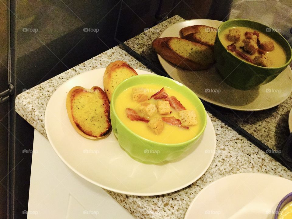 Homemade pumpkin soup 