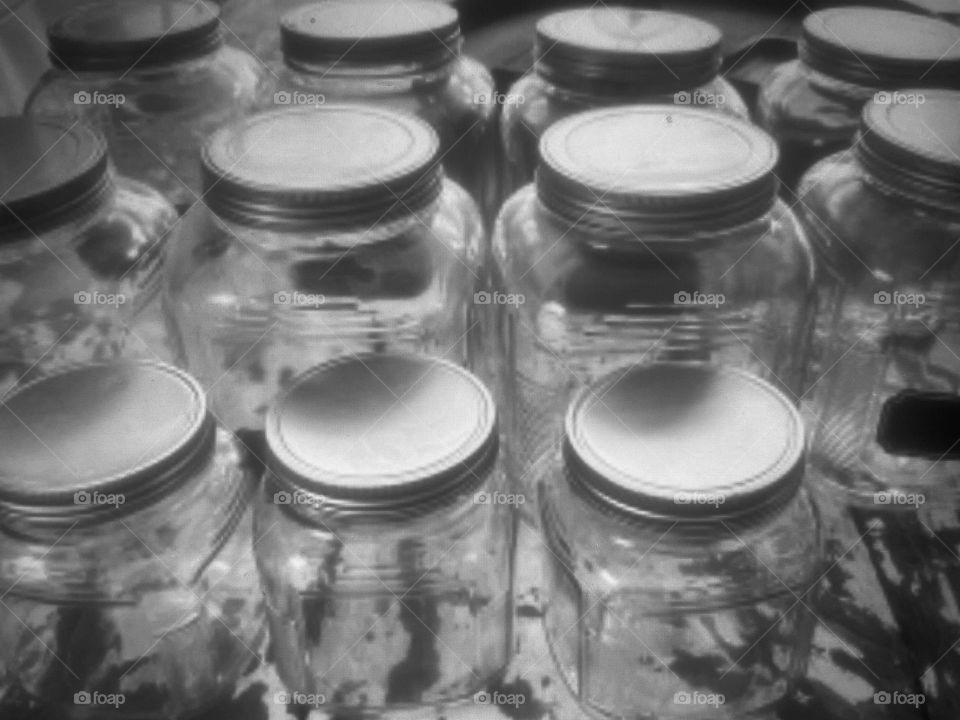 Mason jars in black and white 