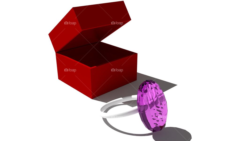 Diamond ring with red box (3D Model)