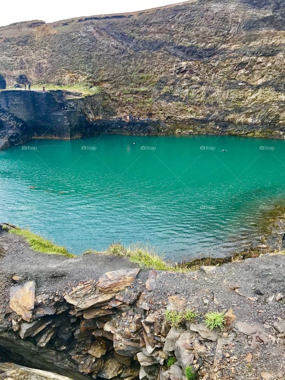 Blue Lagoon Wales Pembrokeshire travel nature quarry water beautiful scenery with landscape 