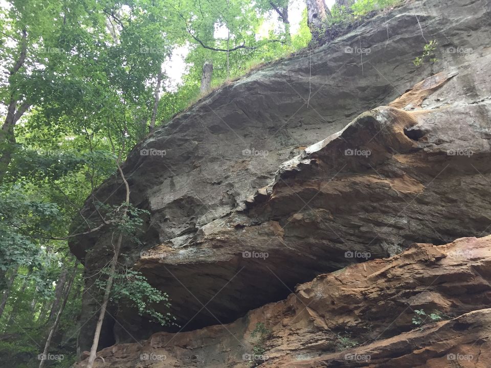 Sandstone bluff at the University of Southern Indiana