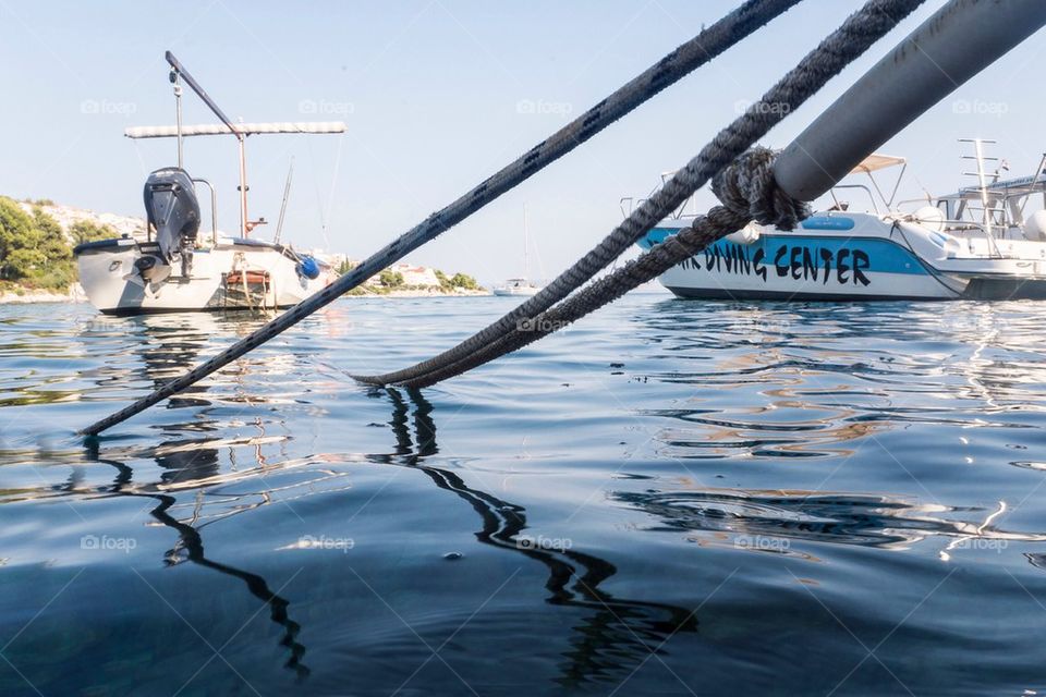 Boats anchor in bay