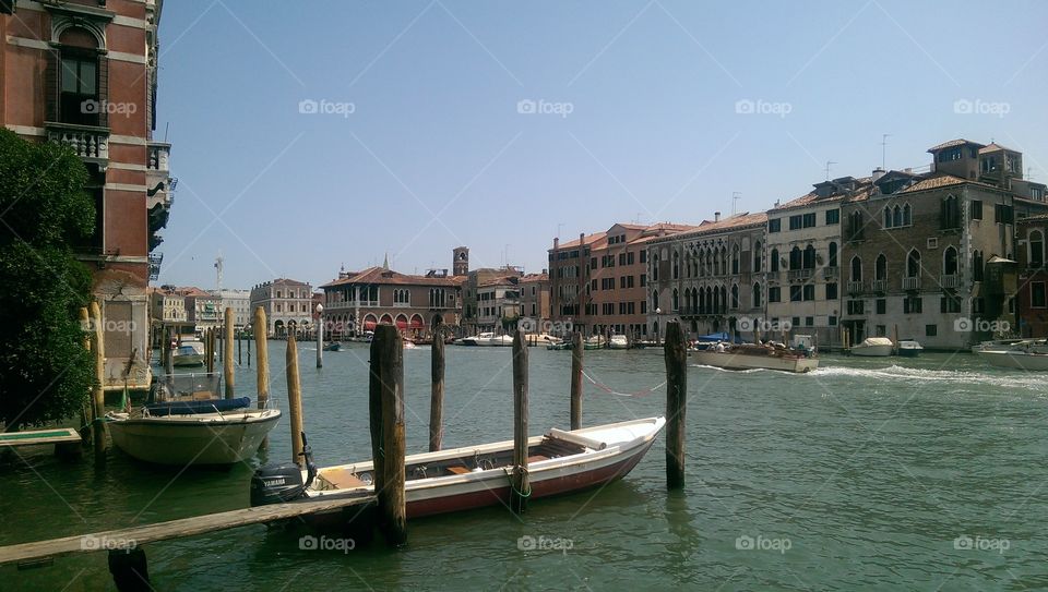 Boat moored in Venice
