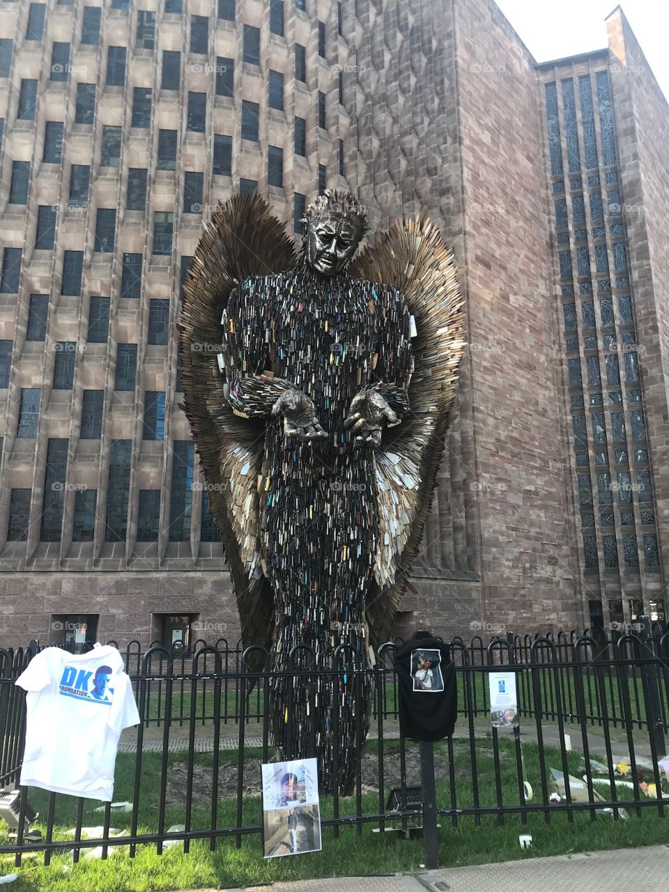 -The knife angel- A statue made of 100,000 knives that have been ether confiscated or handed in to the police. This statue is here to tackle knife crimes and make people aware of the cruel situation.