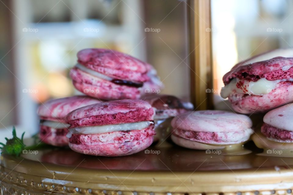 Macarons on table