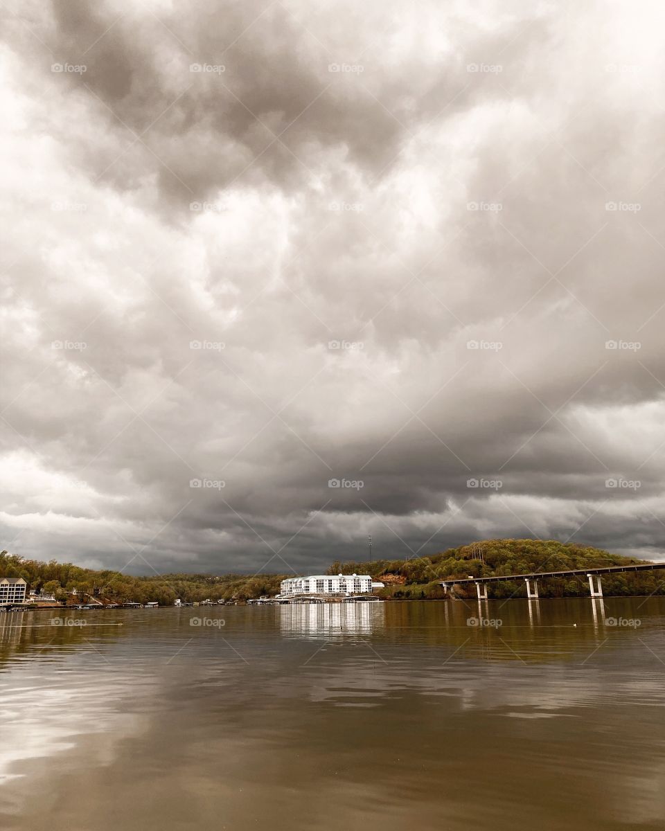 Stormy weather over lake 