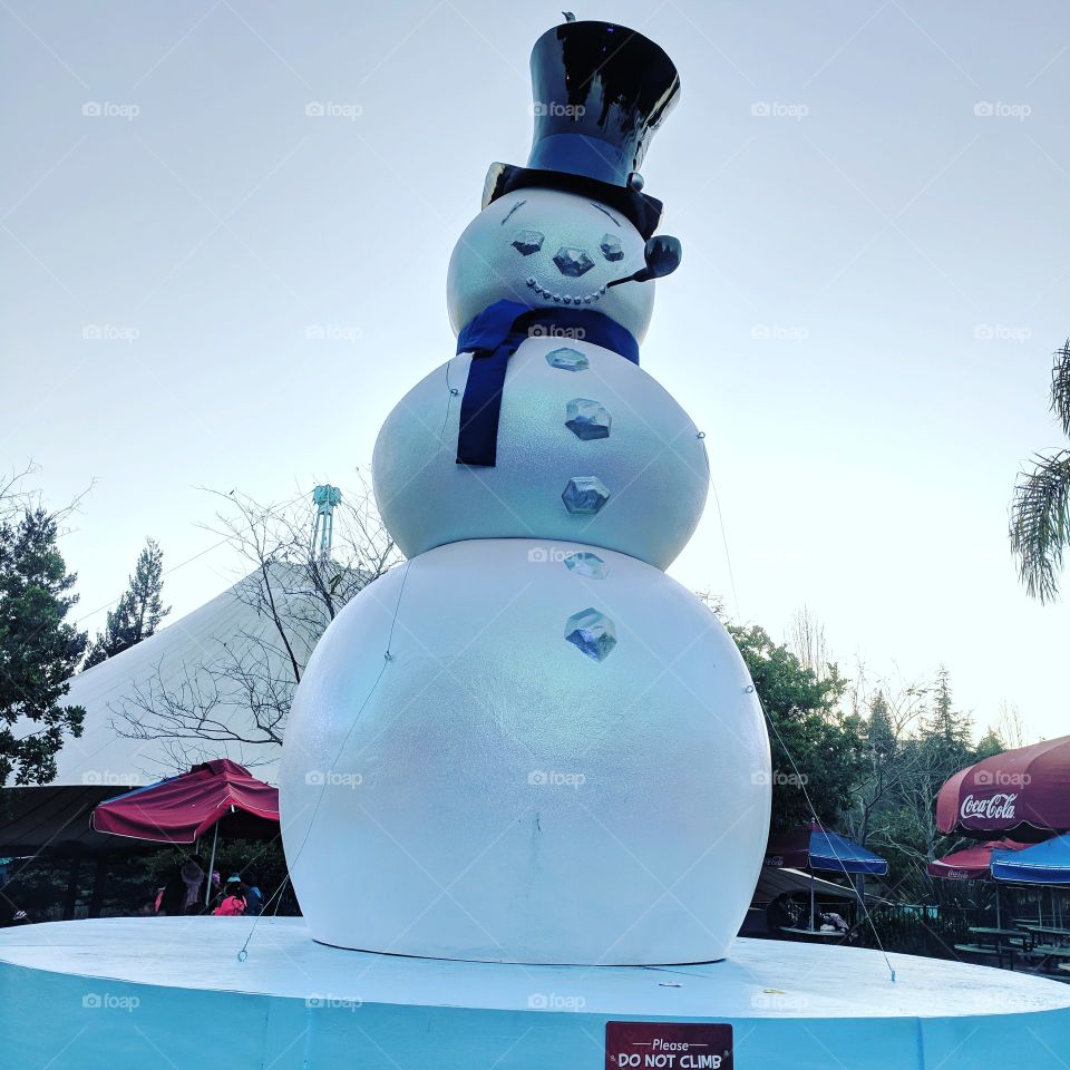 Snowman decoration at Six Flags Holiday in the Park
