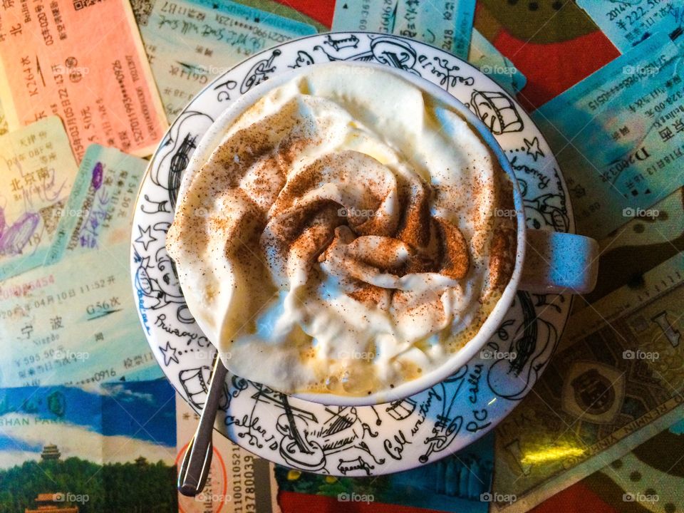 Cup of coffee at a cafe