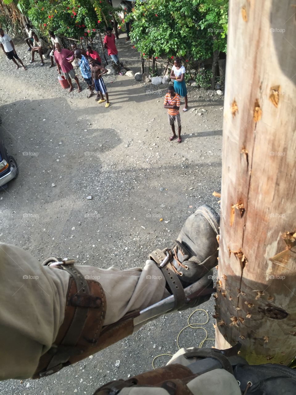 This photo was taking from a power pole in Haiti while I was building power lines to help the local people. 