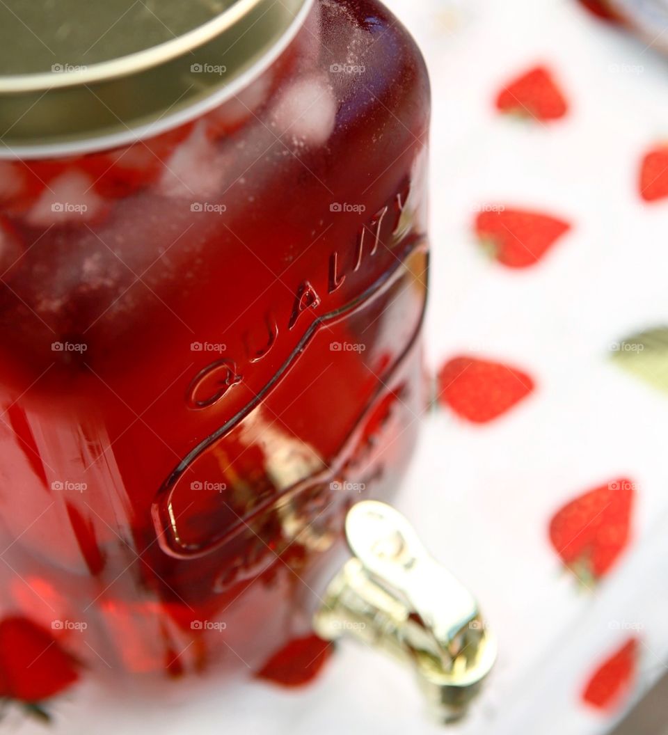 Lemonade container in hot summer day