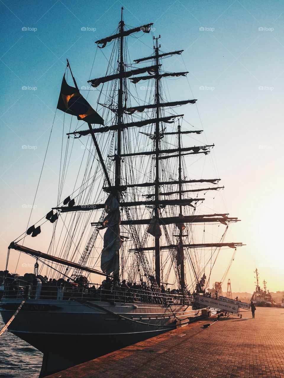 Sailboat Ship Cisne Branco. This is a photo of Ship-Sailing Navy of Brazil. It was docked at the Port of Vitória-ES to visit.