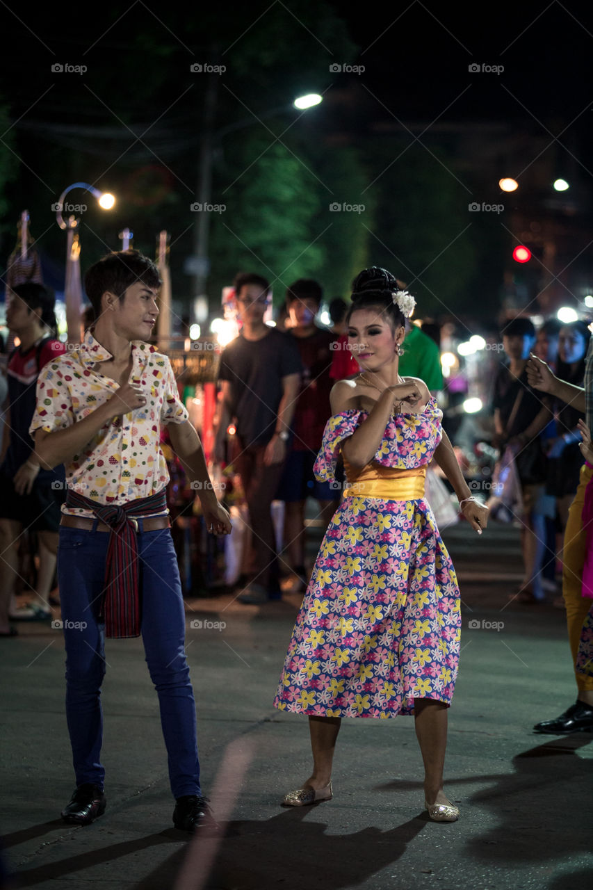 Street traditional  Dancing in Thailand 