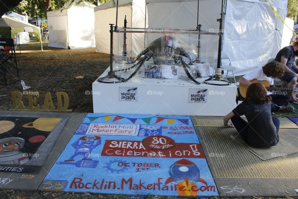 chalk art and recycled parts