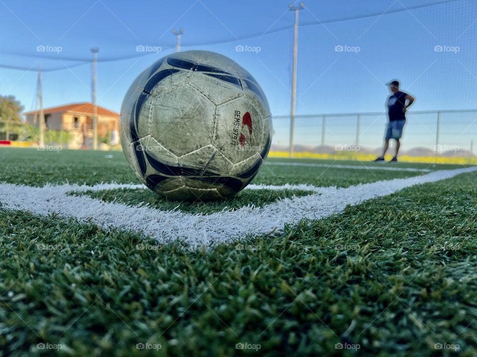 From the ground at corner of the soccer field