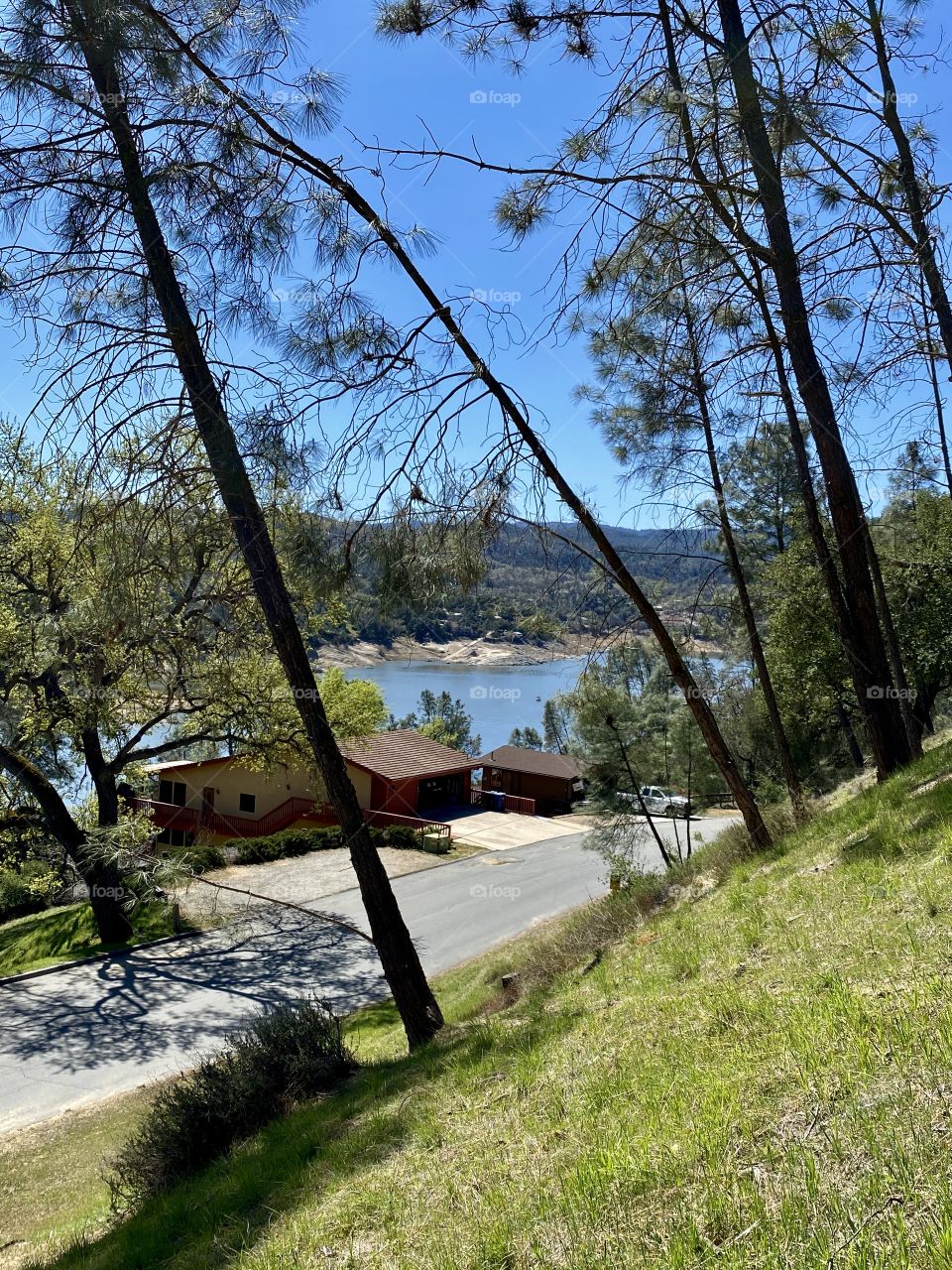A view of Lake Nacimiento California from a hill over Saddle Way Street 