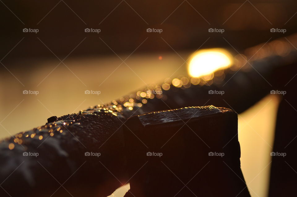 Sunrise with the dew on the bridge